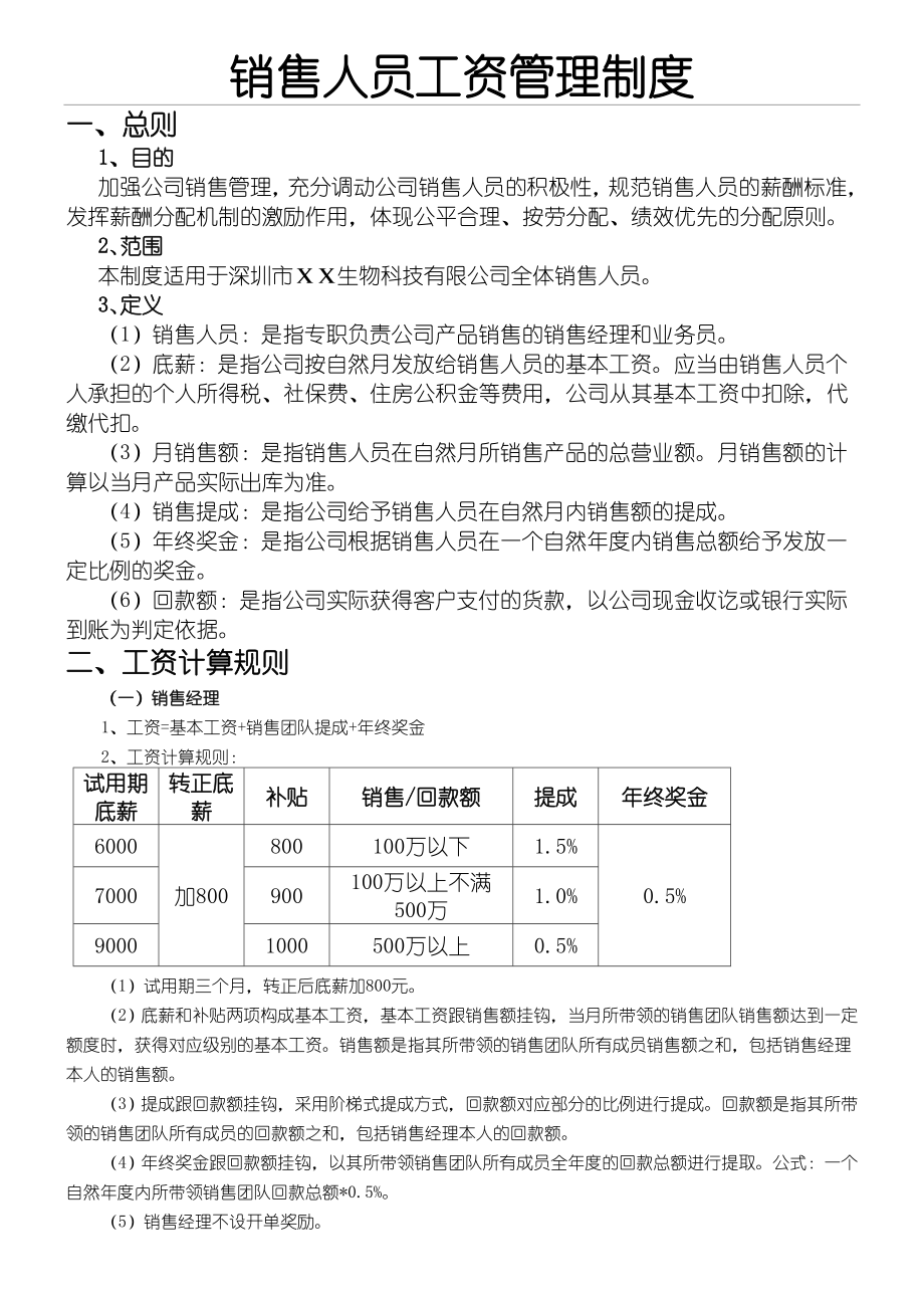 酒业公司销售人员工资制度流程.doc