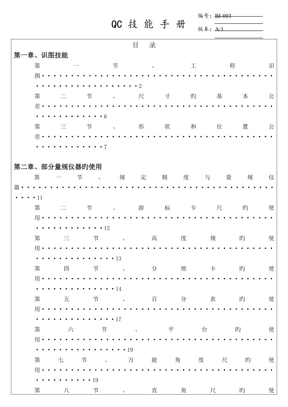 机械加工行业质量检验技能标准手册.doc