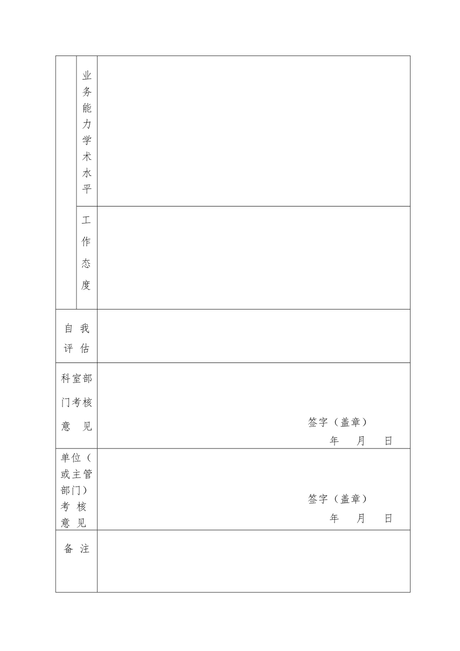 专业技术人员任职工作考核表.doc