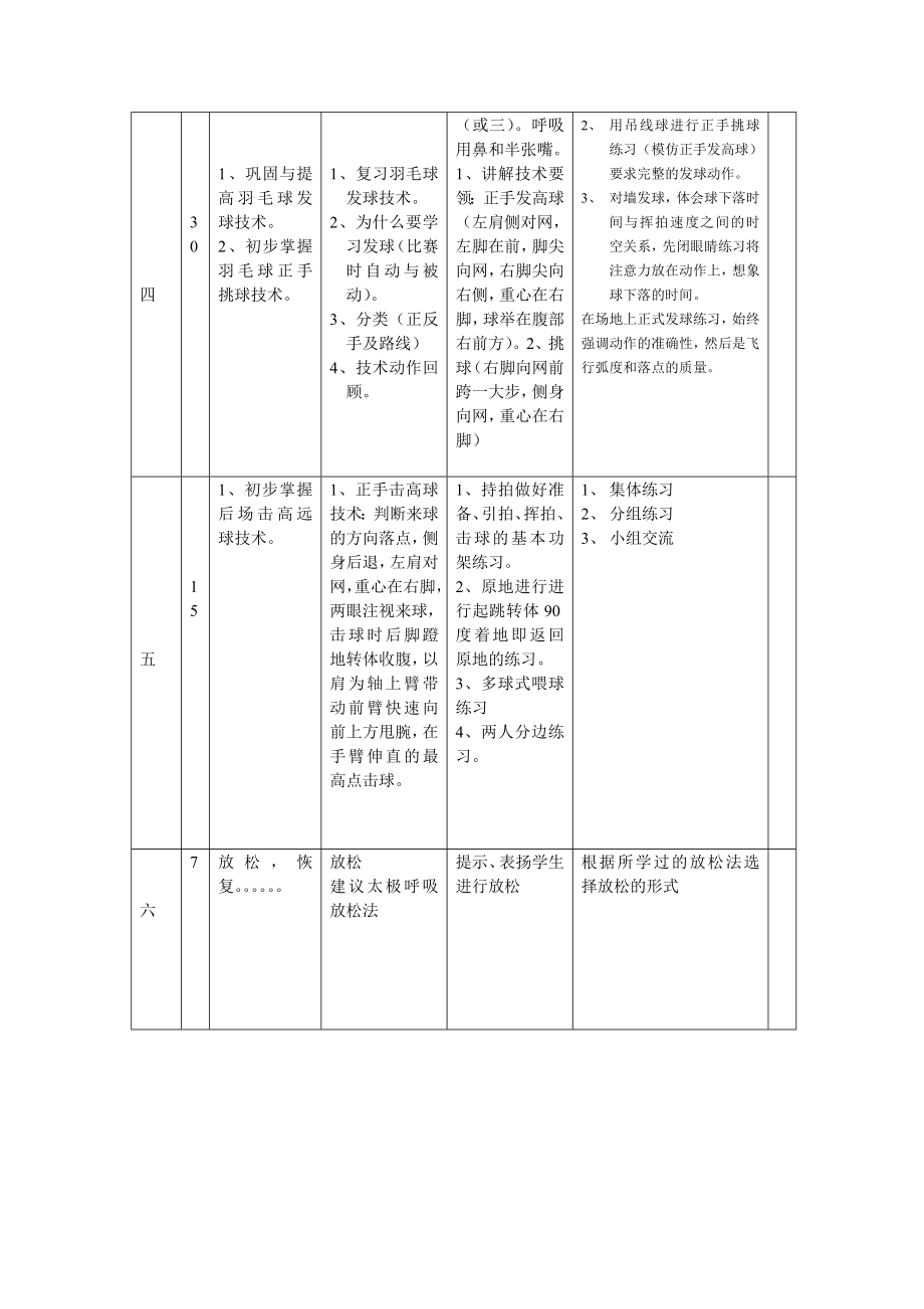 高中体育与健康羽毛球教案.doc