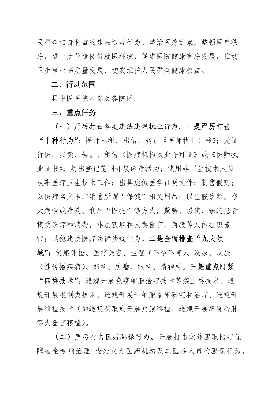 县中医医院医疗乱象专项整治行动实施方案.doc