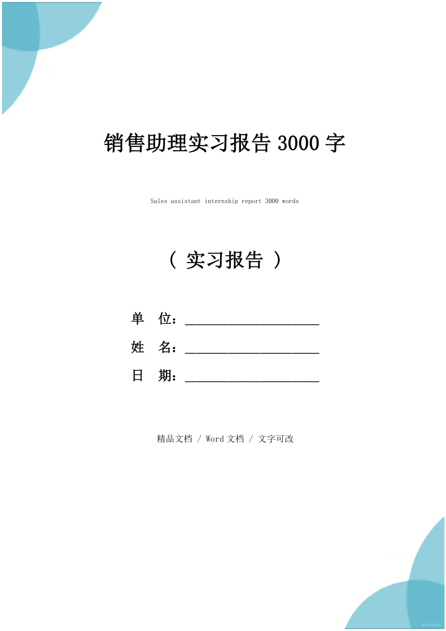 销售助理实习报告3000字.doc