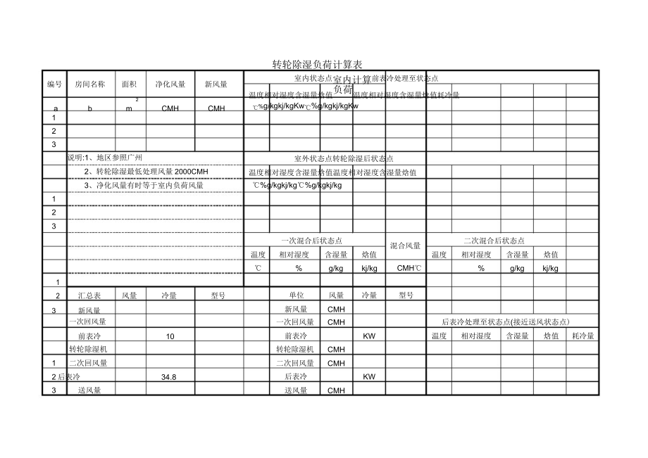 转轮除湿参数计算表.doc