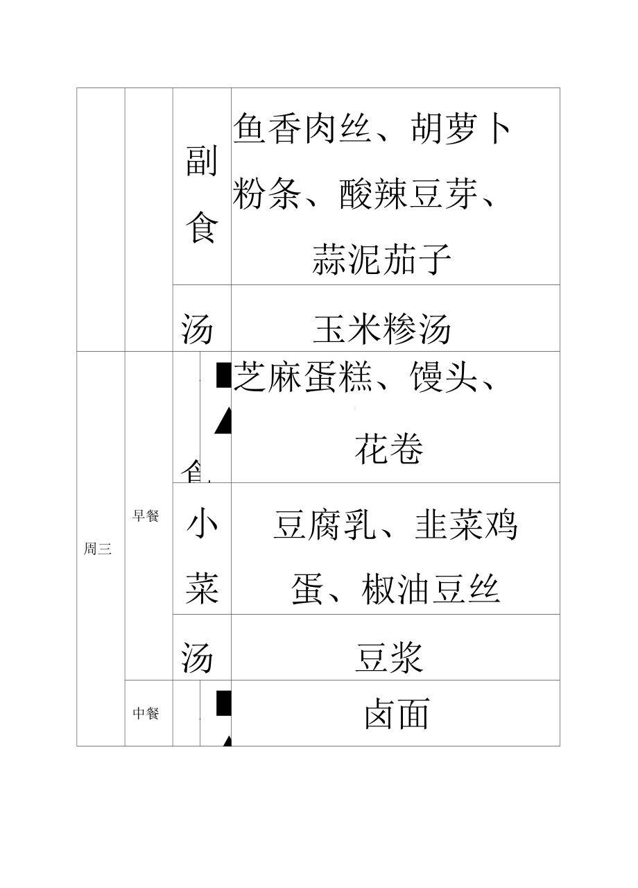 学校食堂菜谱表格模板12.doc