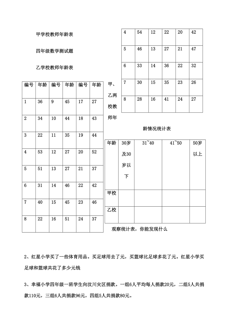 青岛版四年级下册数学期末测试题.doc