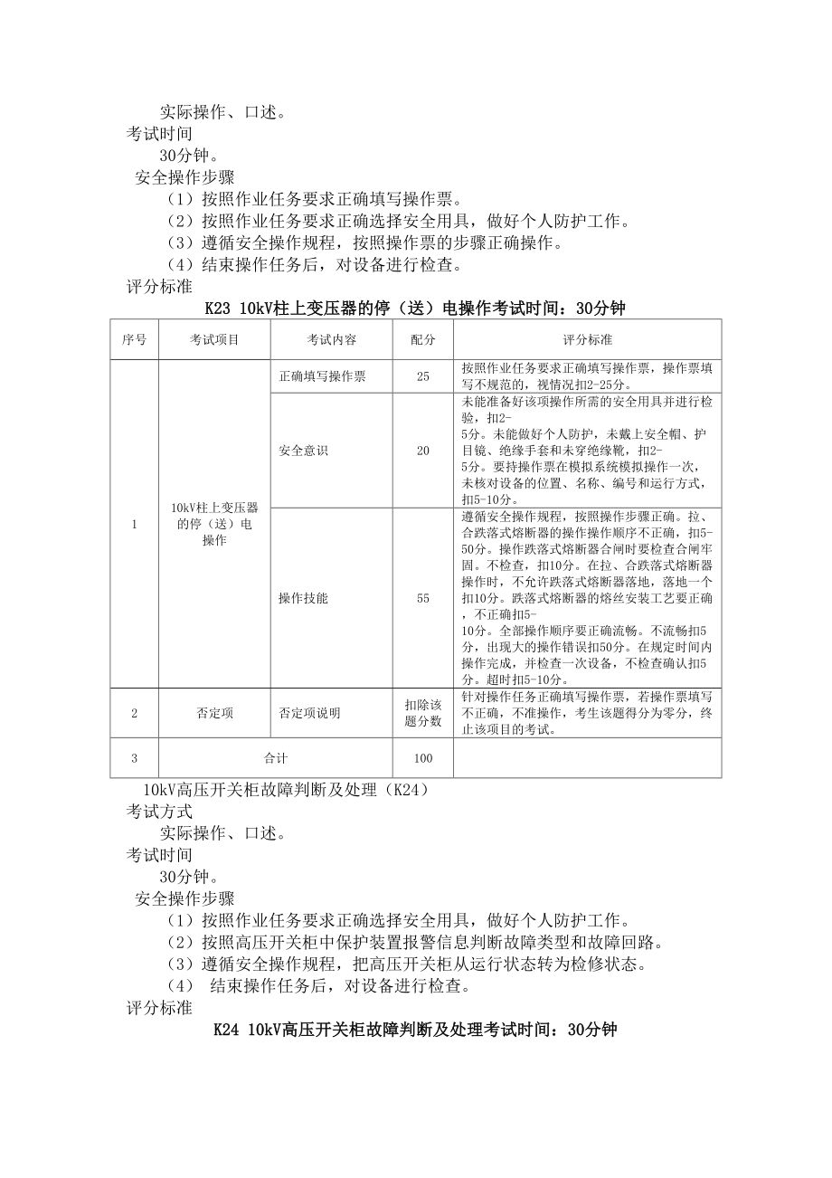 高压电工实操考试标准.doc