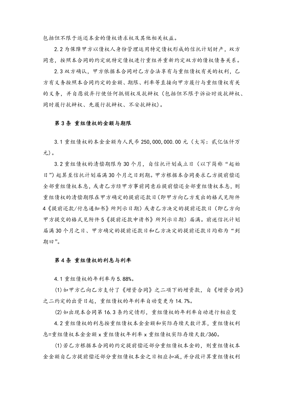 集合信托计划债务重组协议模版.doc