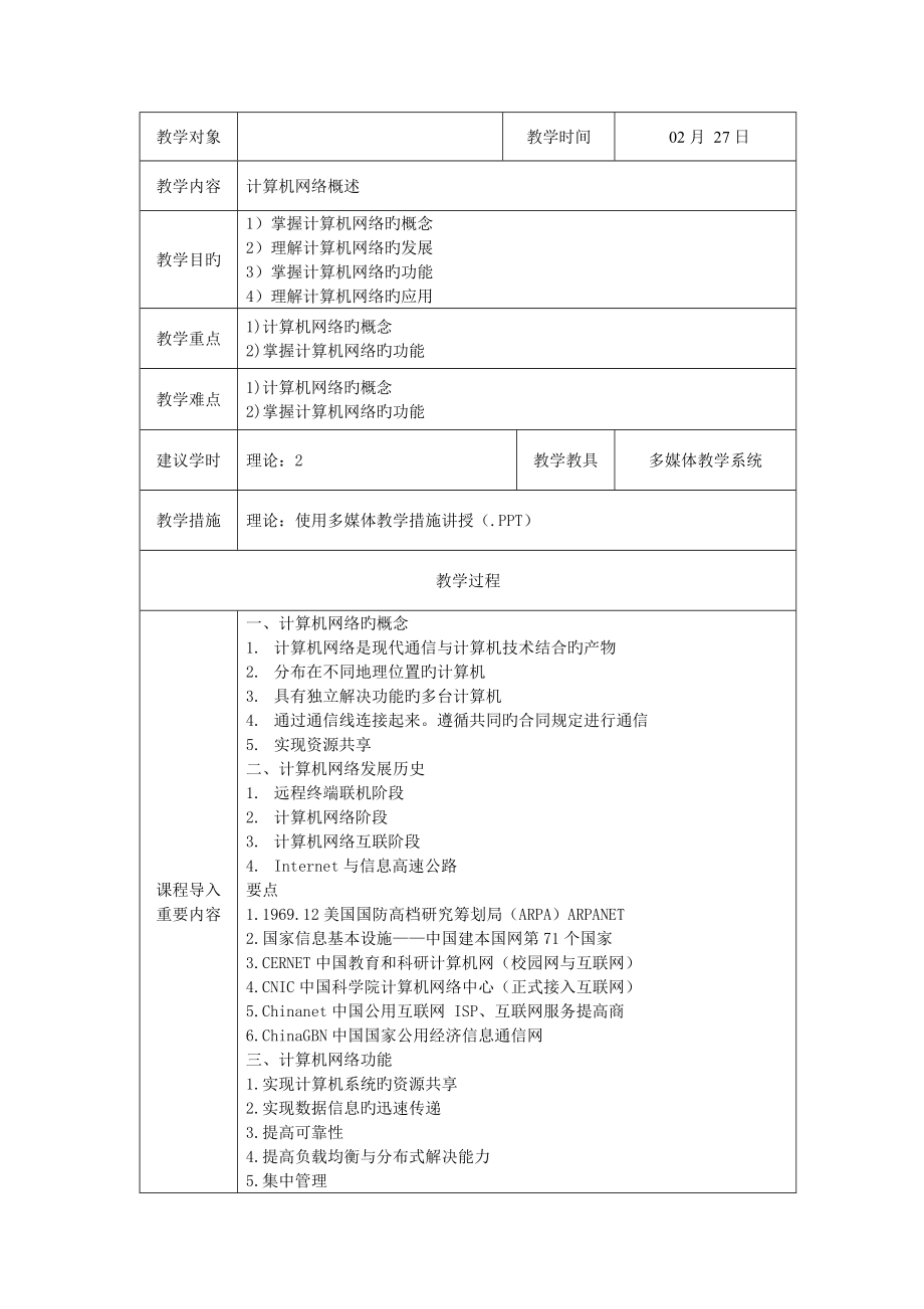 2022年计算机网络技术教案.doc