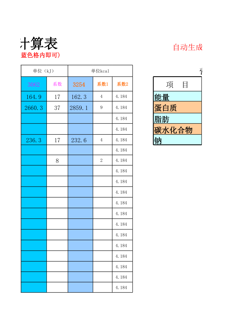 营养标签自动计算表.xls