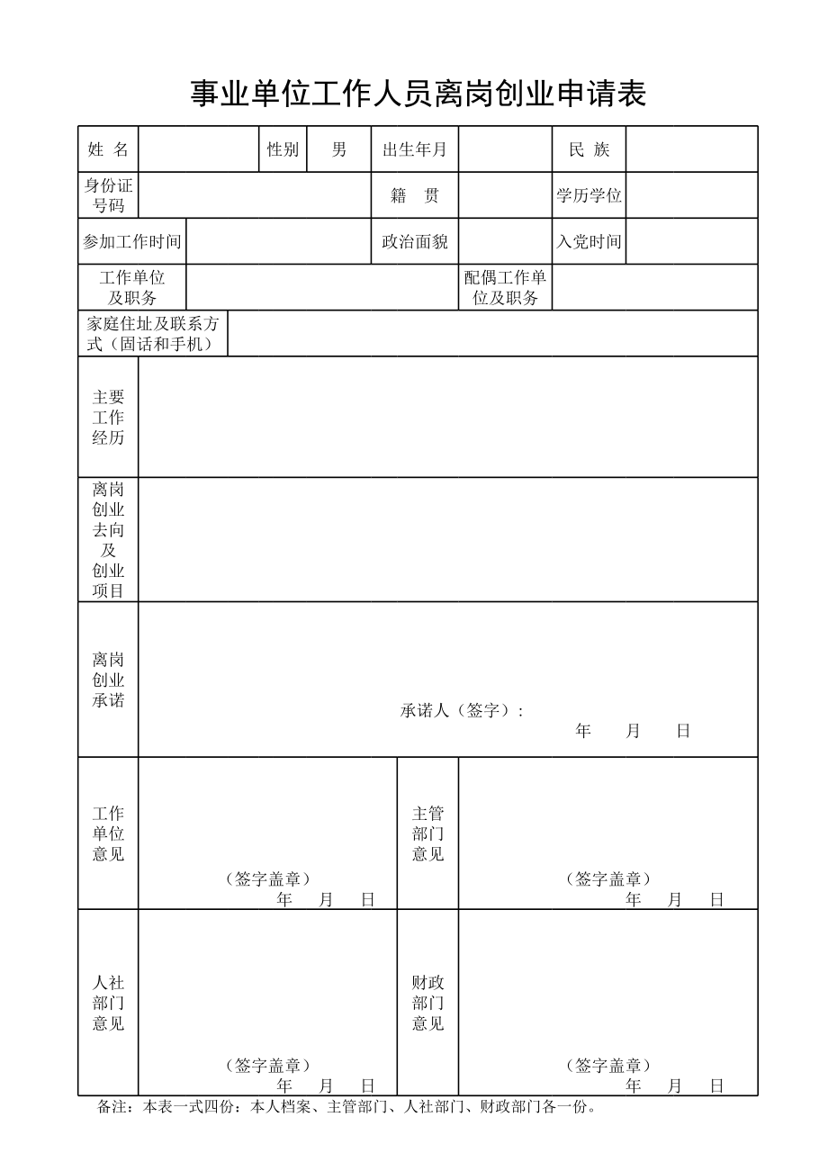 事业单位工作人员离岗创业申请表 (2).xls