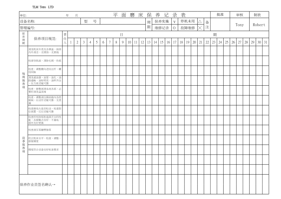 平面磨床保养记录表.xls