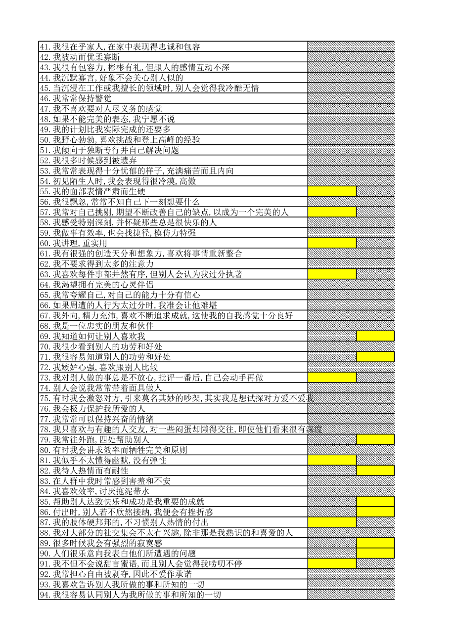 九型人格测试108题官方标准版——直接出答案.xls