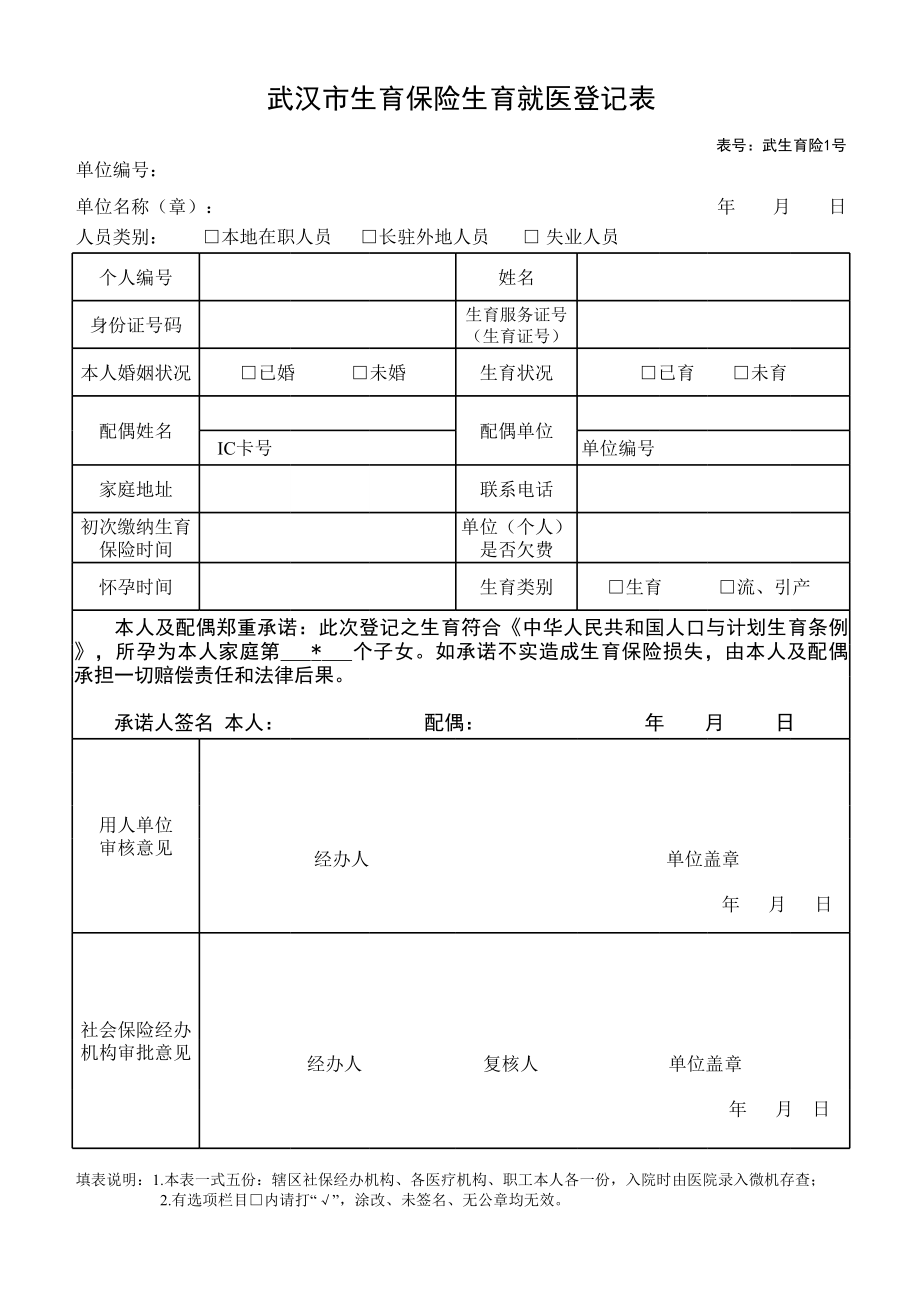 武汉市最新生育津贴、护理假津贴申报审核表.xls