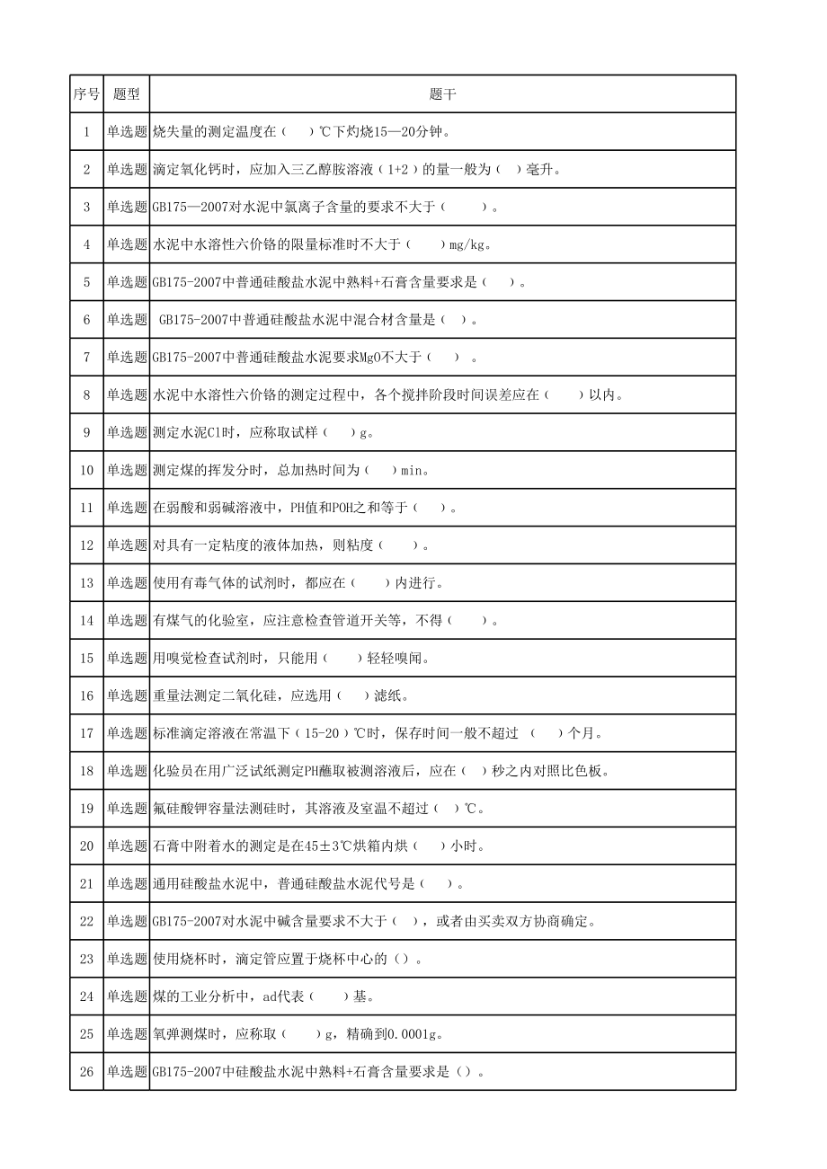 水泥化学分析题库 (2).xls