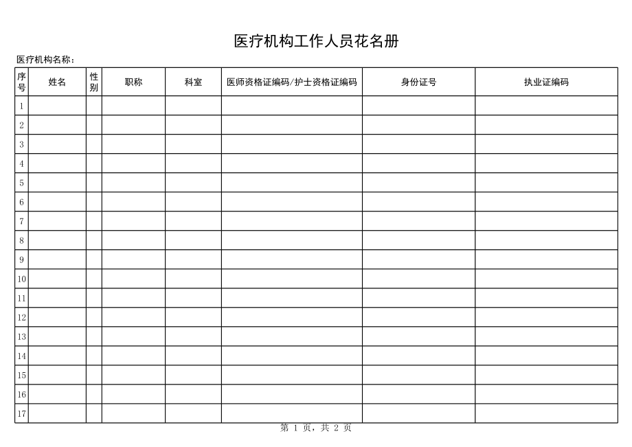 医疗机构工作人员花名册1.xls