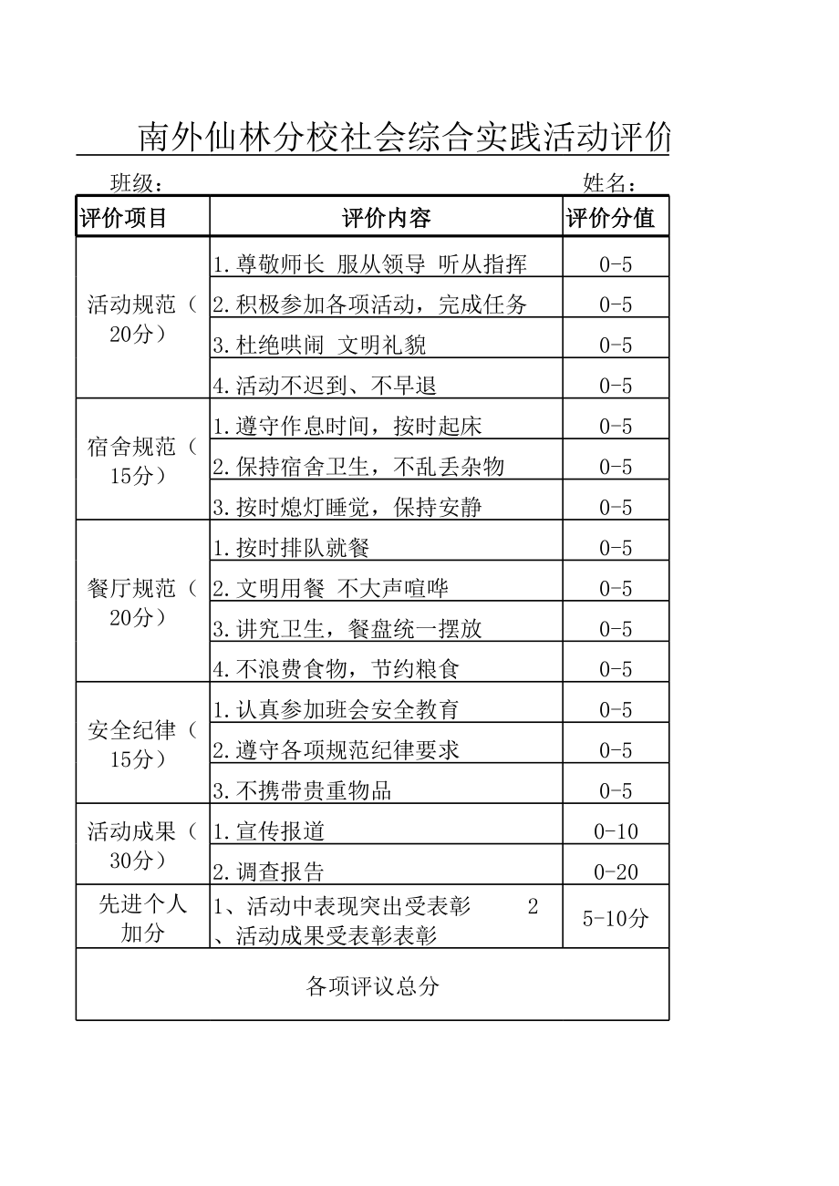 社会实践活动评价表.xls