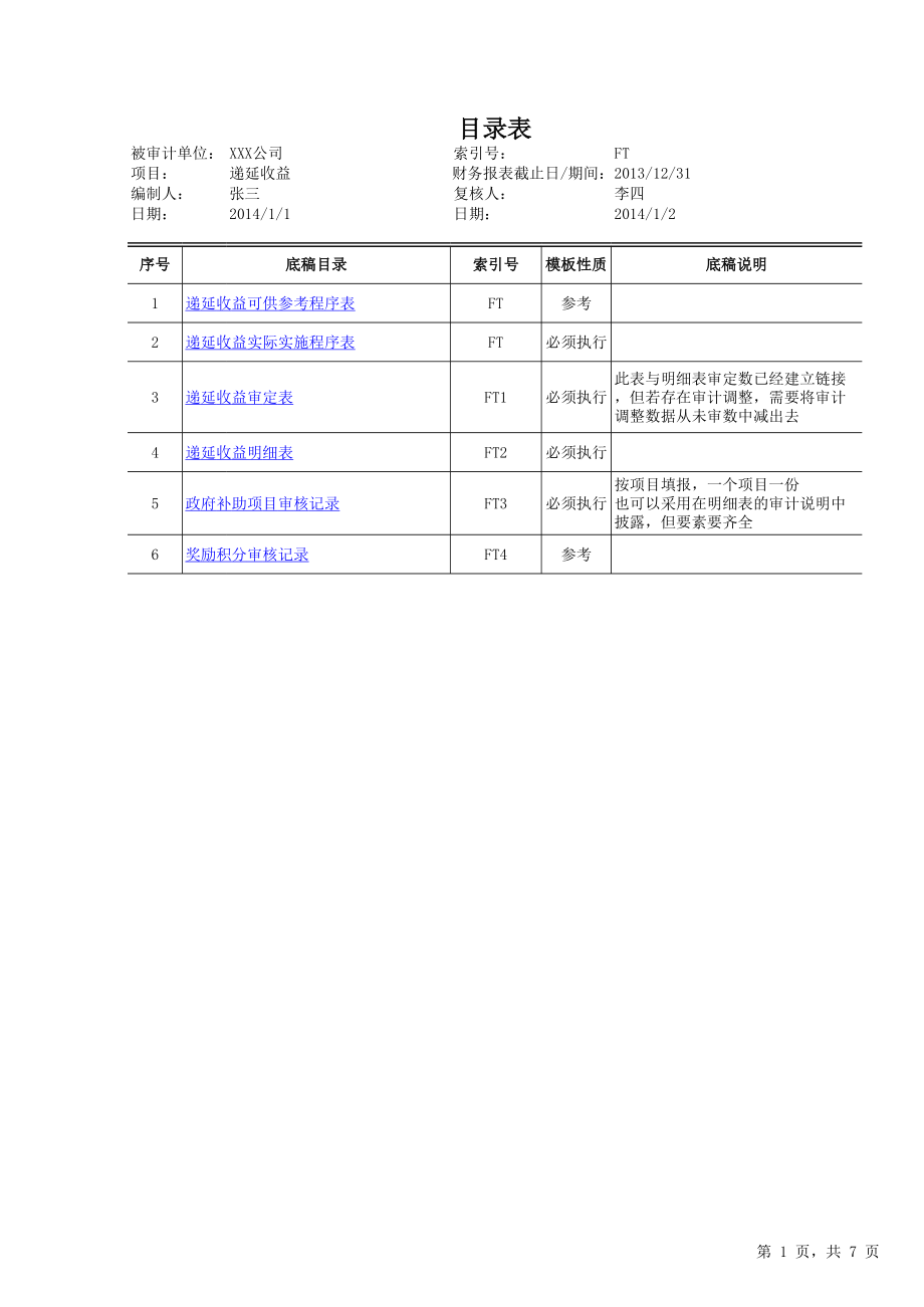 FT递延收益审计底稿.xls