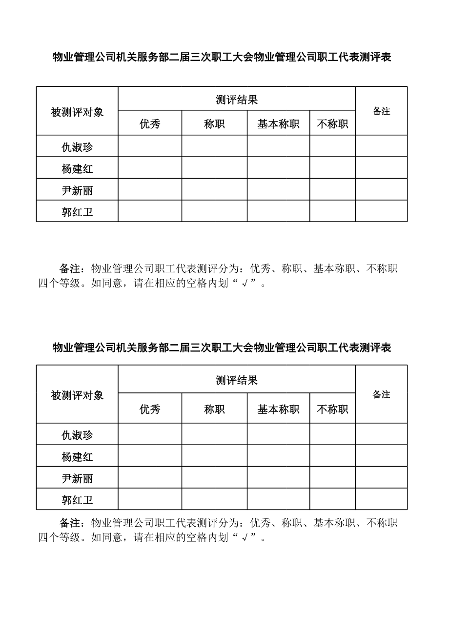 职工代表民主测评表.xls