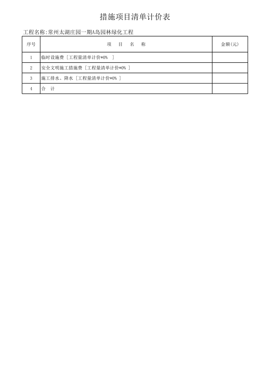 园林绿化工程量清单.xls