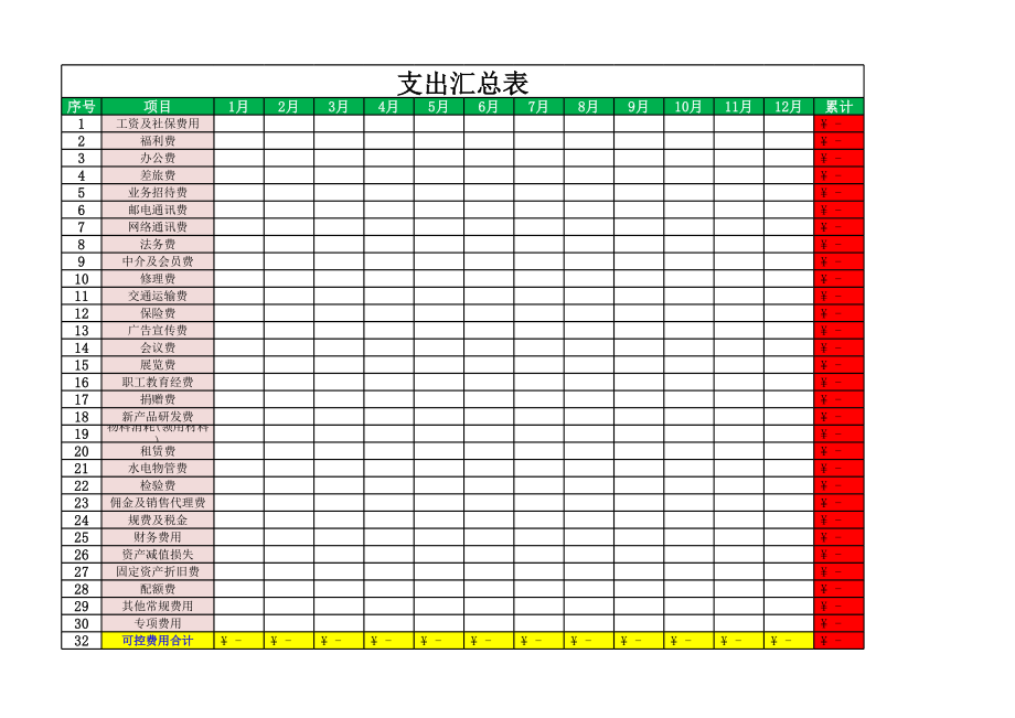 支出明细表及汇总表 (2).xls