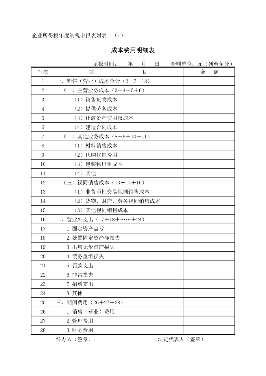 年度企业所得税申报表.xls