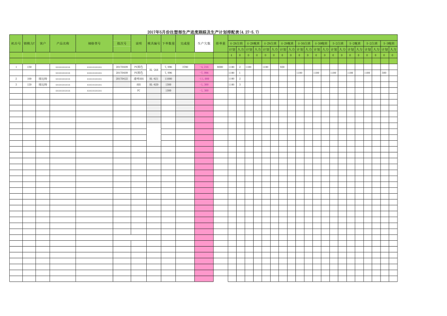 注塑厂排产计划.xls