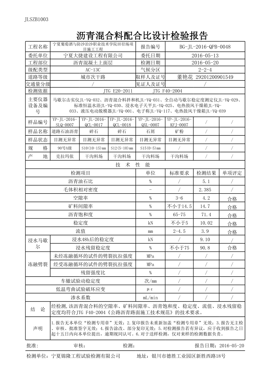 沥青混合料配合比设计检验报告.xls