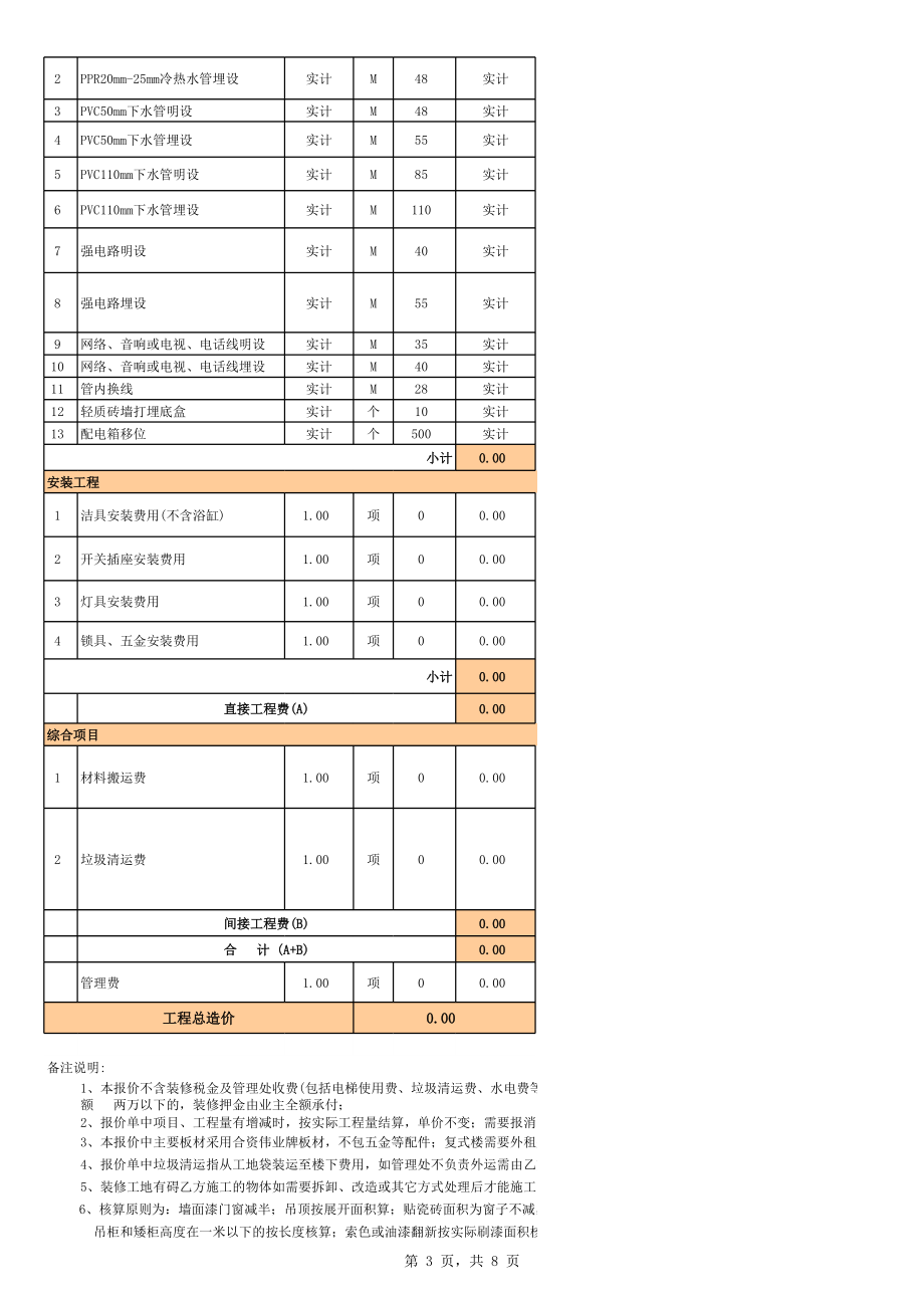 深圳某装修公司报价预算表.xls