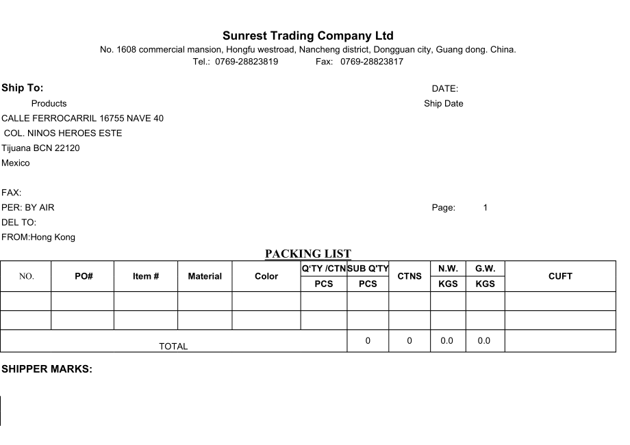 外贸packinglist--装箱单范本.xls