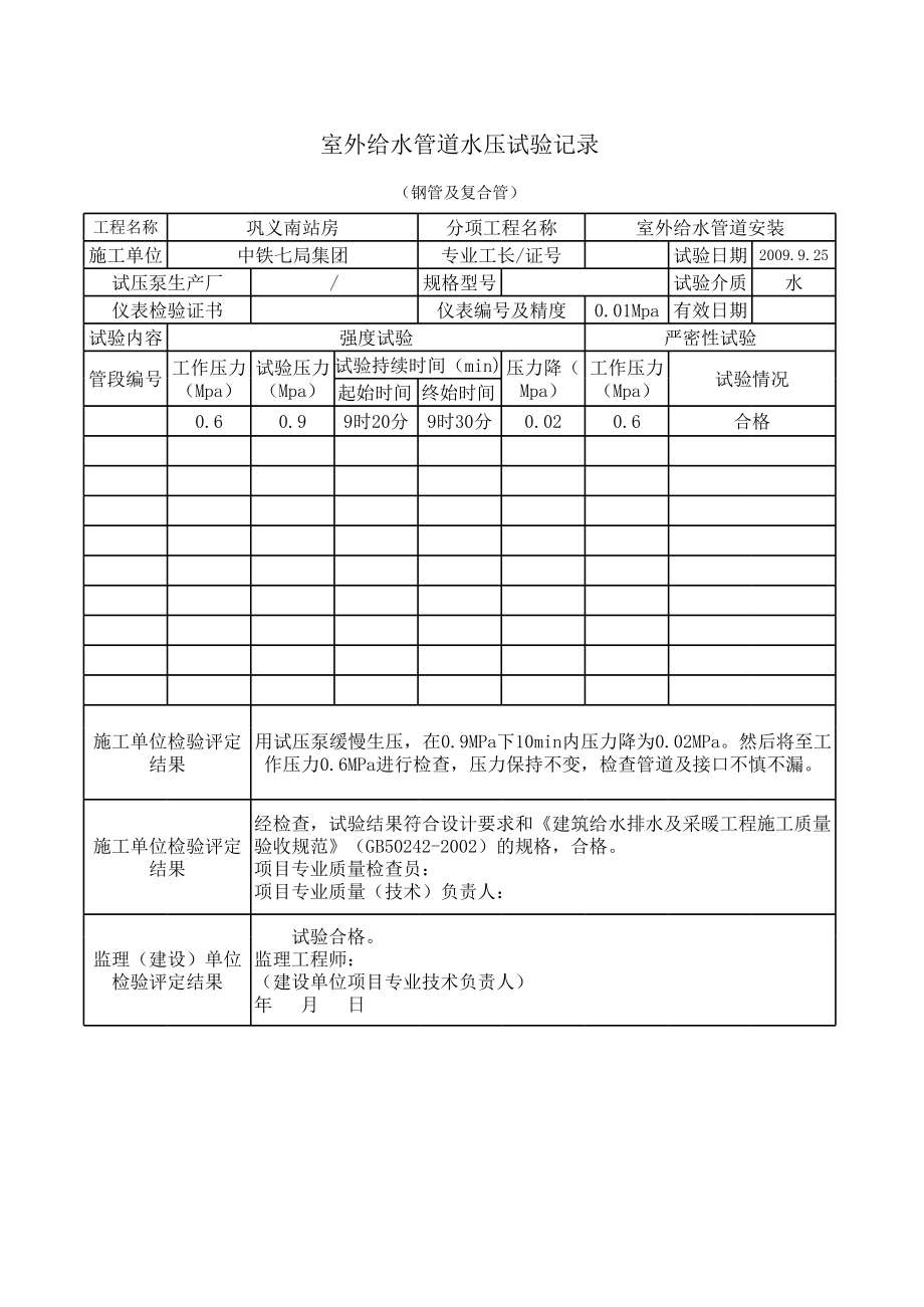 室外给水管道水压实验记录.xls