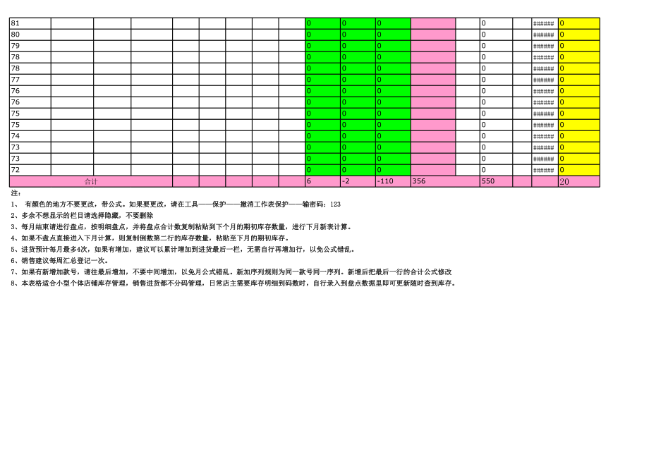 内衣、服装、鞋类简单库存进销存管理表格.xls