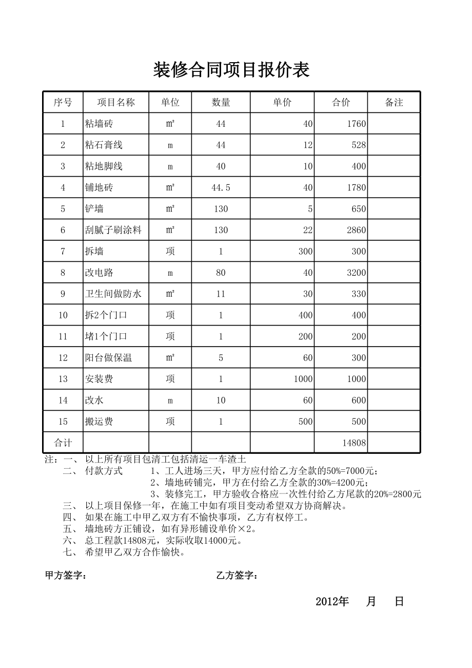 装修合同项目报价表 (2).xls