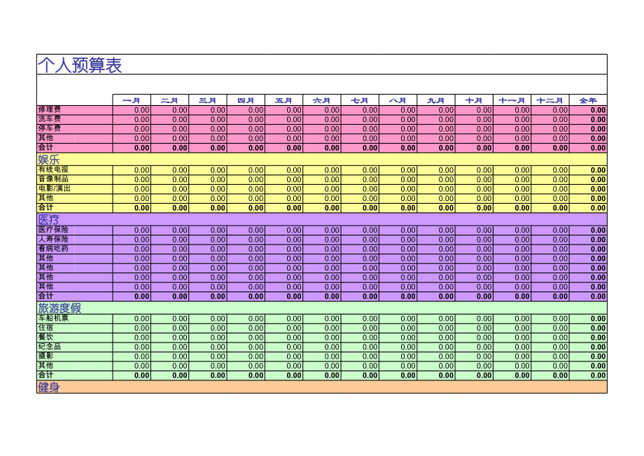 实用个人预算表.xls