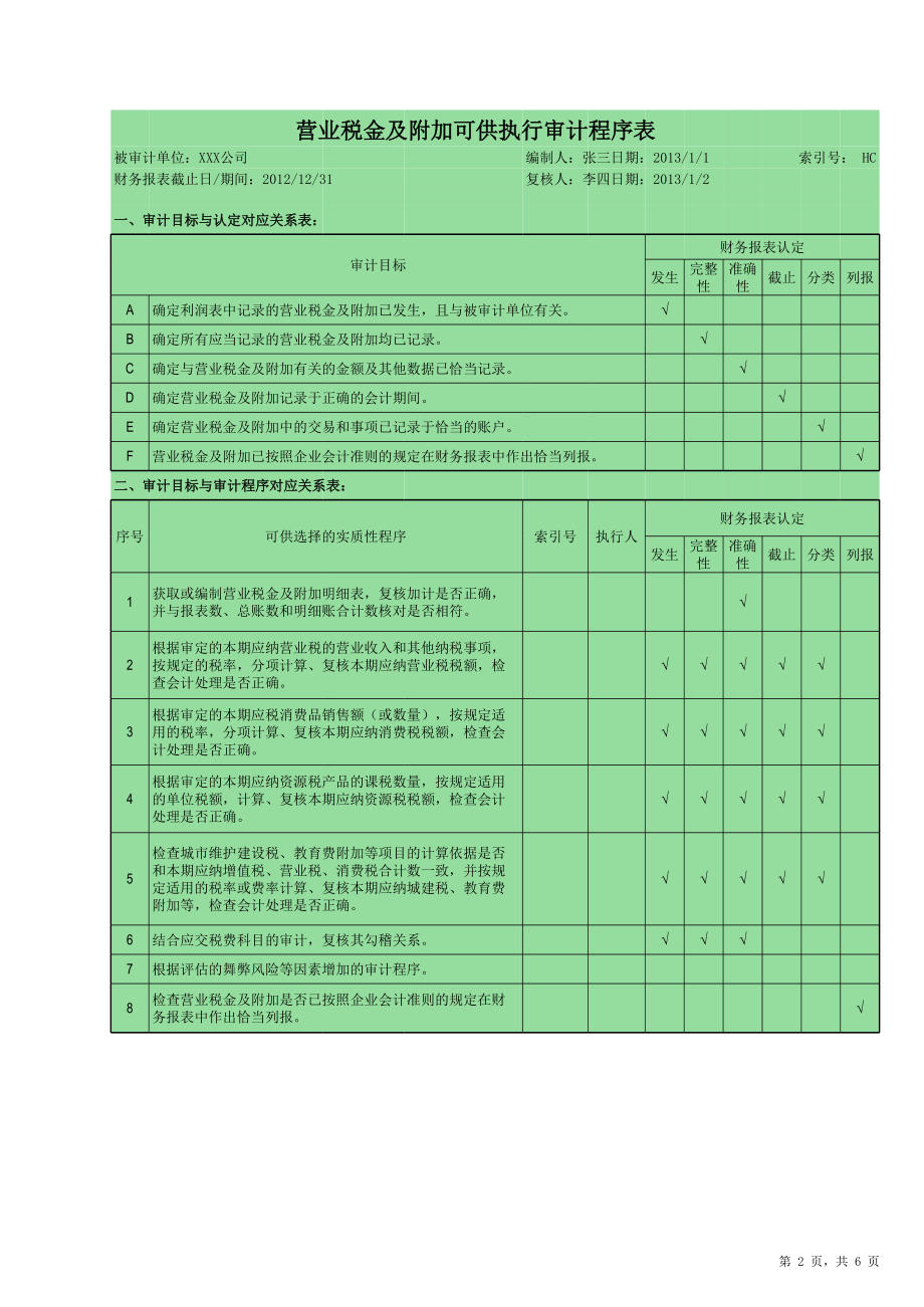 营业税金及附加审计底稿.xls