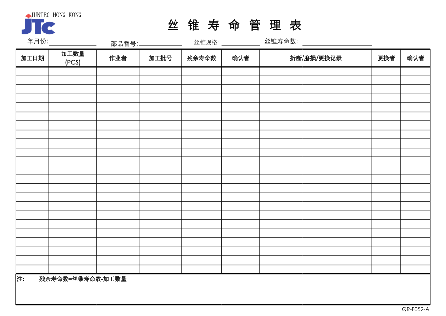 丝锥寿命管理规定.xls