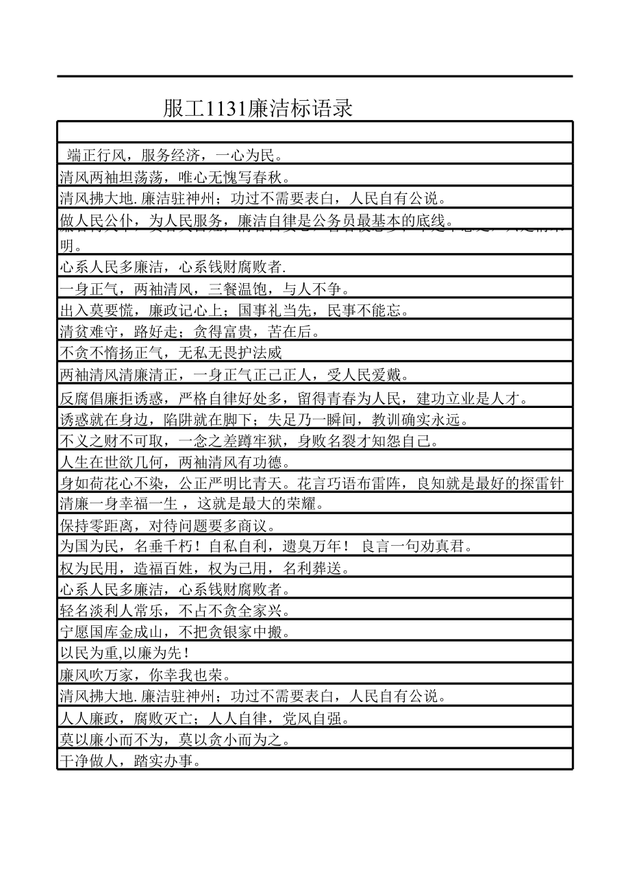 染织1131廉洁标语录.xls