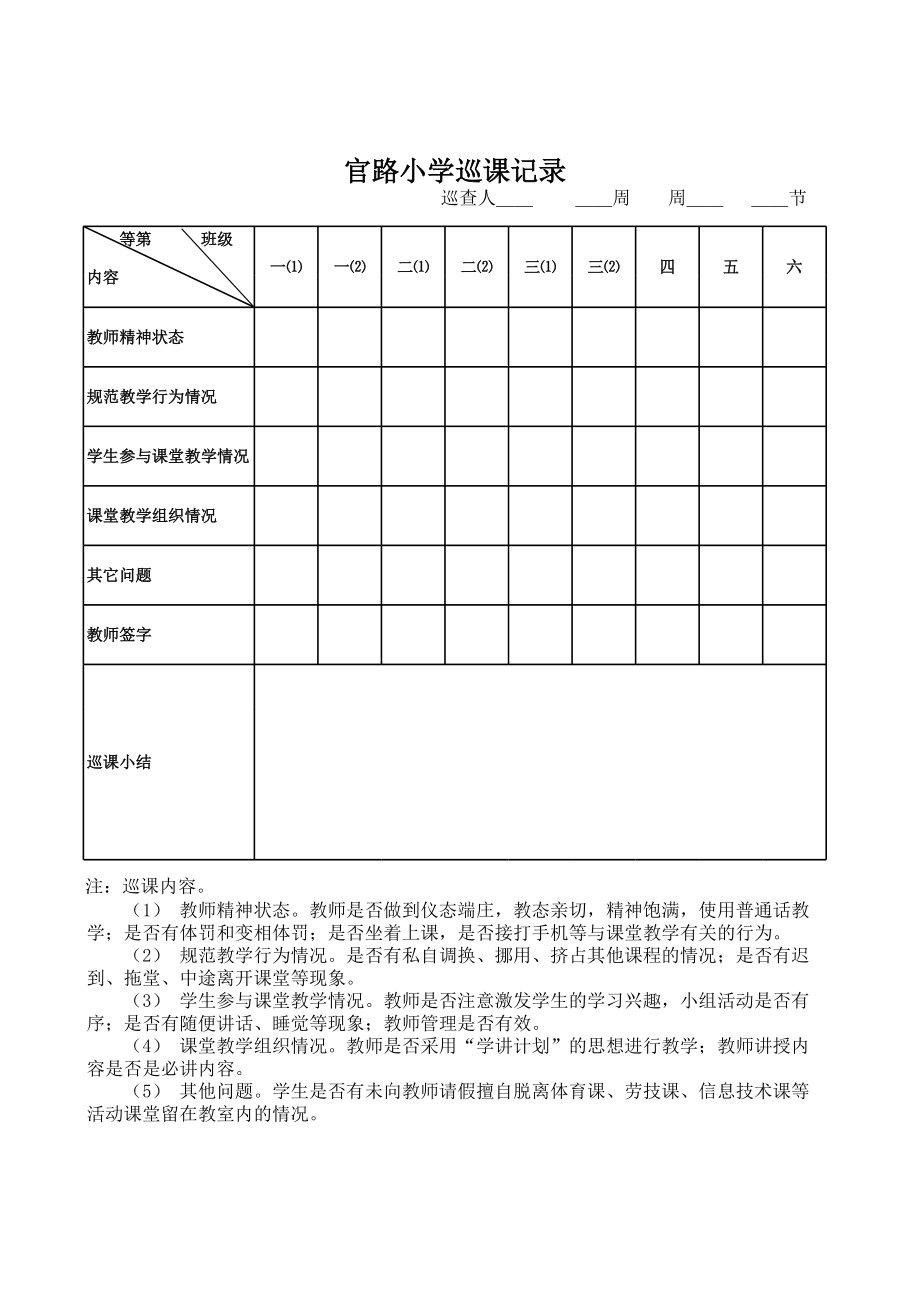 小学巡课记录表(2).xls