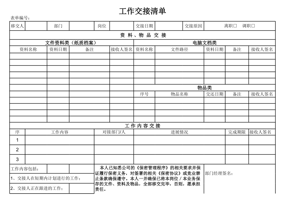 知识产权工作交接清单.xls