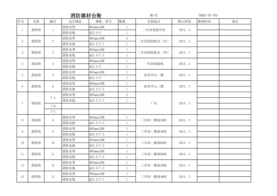 灭火器、消防栓台账.xls