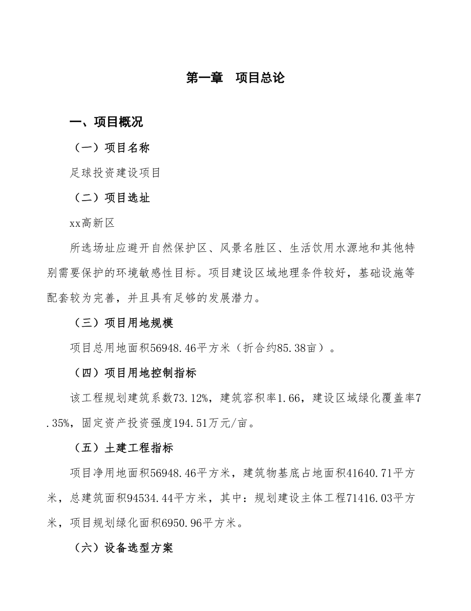 立项足球投资建设项目计划书.doc