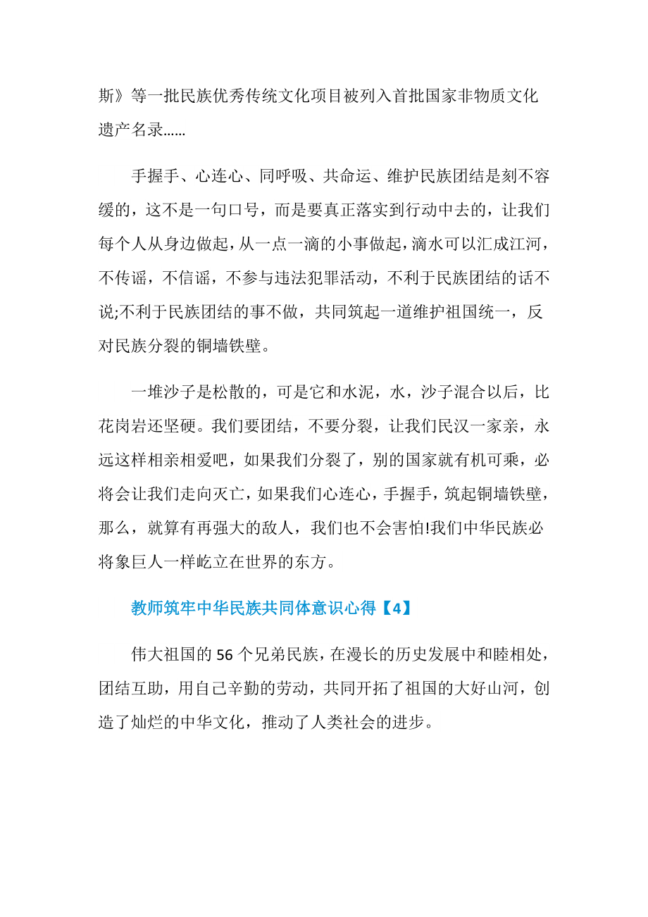 教师筑牢中华民族共同体意识心得.doc