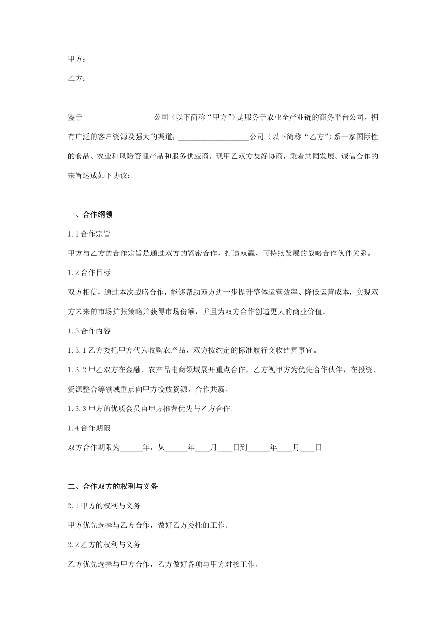 电子商务公司战略合作合同协议书范本.doc