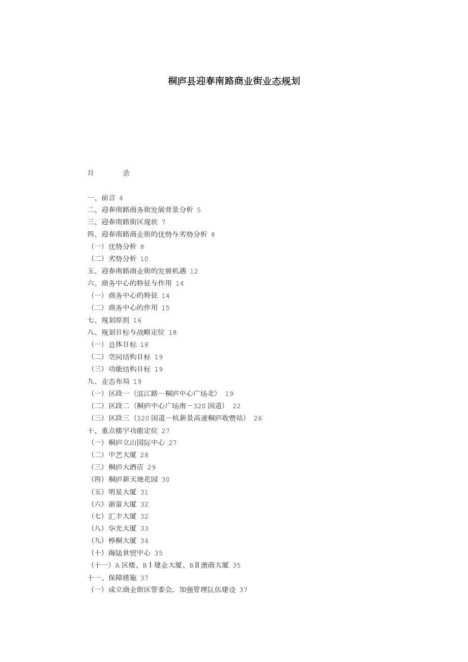 桐庐县迎春南路商业街业态规划.doc