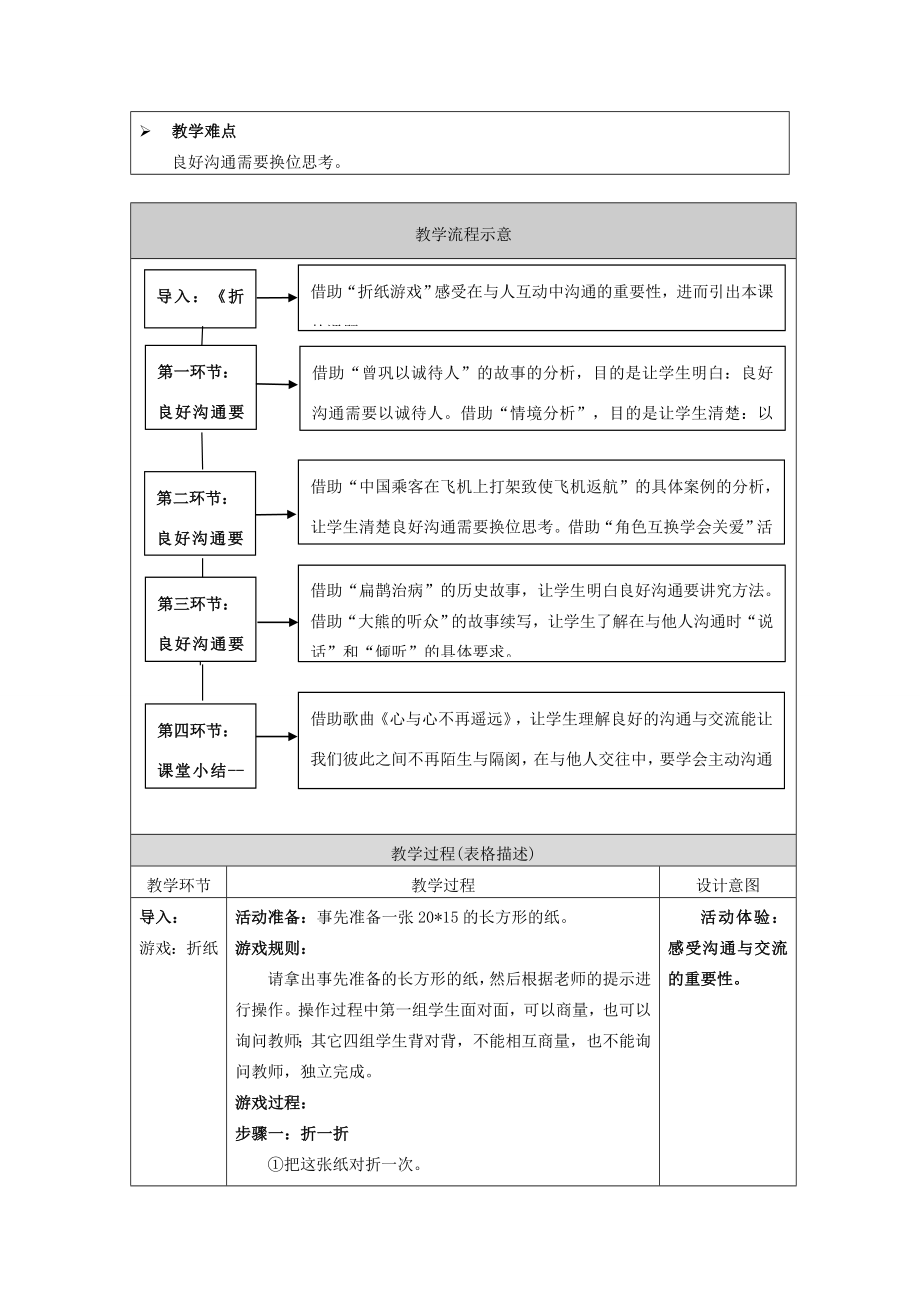 （秋季版）七年级道德与法治下册第2单元让我们真情互动第4课学会沟通第2框学会沟通和交往教案北师大版北师大版初中七年级下册政治教案.doc