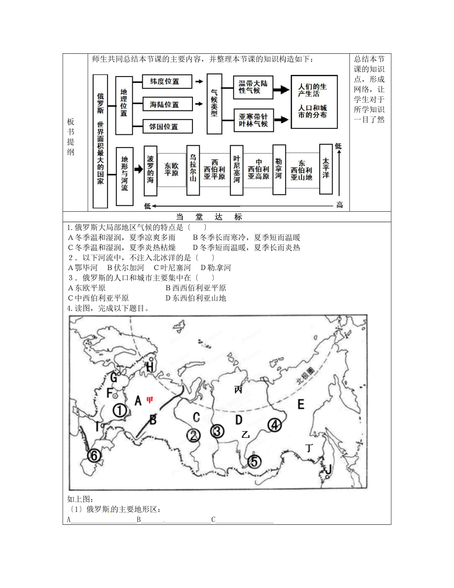 【商务星球版】7年级地理下册教案8.2俄罗斯1.doc