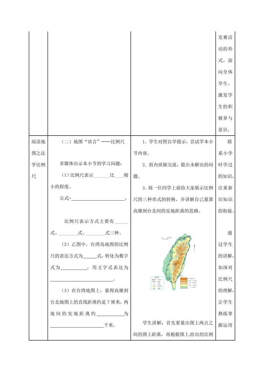 七年级地理上册第一章第三节地图的阅读教案1（新版）新人教版（新版）新人教版初中七年级上册地理教案.doc