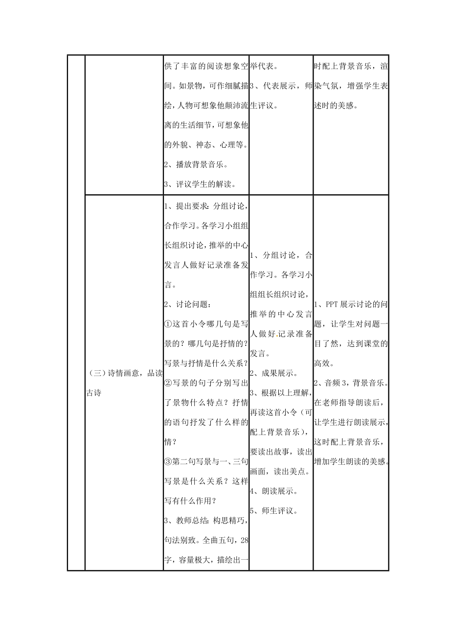 七年级语文上册15《天净沙秋思》教学设计新人教版新人教版初中七年级上册语文教案.doc