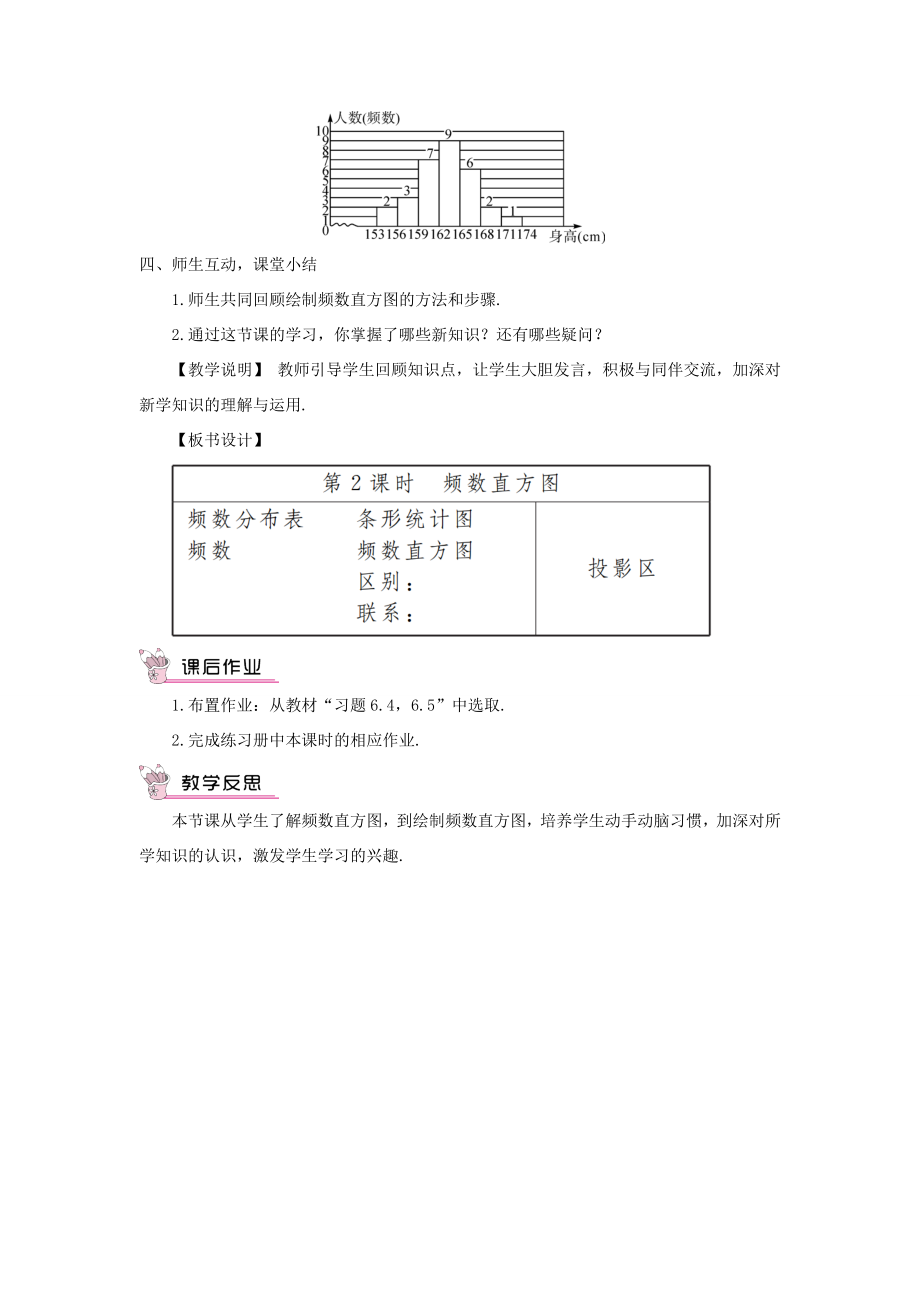 七年级数学上册第六章数据的收集与整理3数据的表示第2课时频数直方图教案（新版）北师大版（新版）北师大版初中七年级上册数学教案2.doc