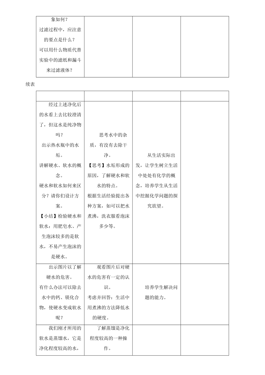 （遵义专版）秋九年级化学上册第2章身边的化学物质2.3自然界中的水第2课时水的净化教案沪教版沪教版初中九年级上册化学教案.doc