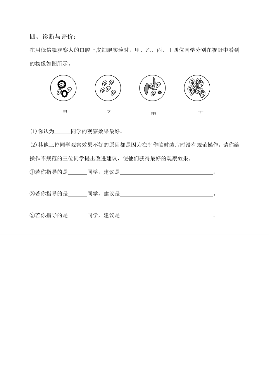 七年级生物上第二单元第一章第三节观察动物细胞教案(人教新课标版).doc